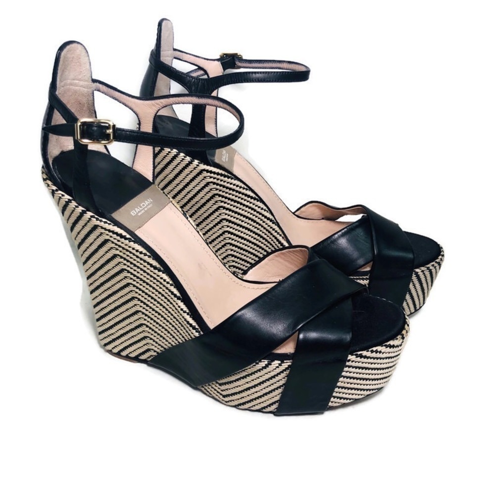 Baldan Leather Platform Wedge Heeled Sandals